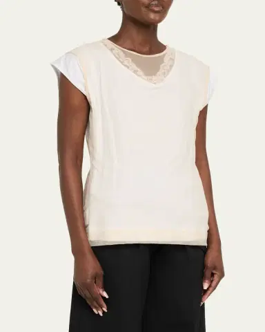 Simone Rocha Layered Liquid Cotton Cap-Sleeve Top | Thumbnail 4 Simone Rocha Layered Liquid Cotton Cap-Sleeve Top | Thumbnail 4