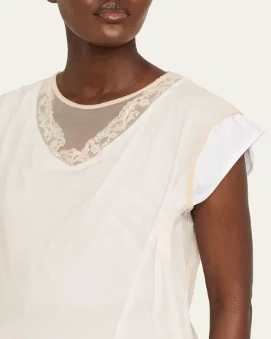 Simone Rocha Layered Liquid Cotton Cap-Sleeve Top | Thumbnail 5 Simone Rocha Layered Liquid Cotton Cap-Sleeve Top | Thumbnail 5