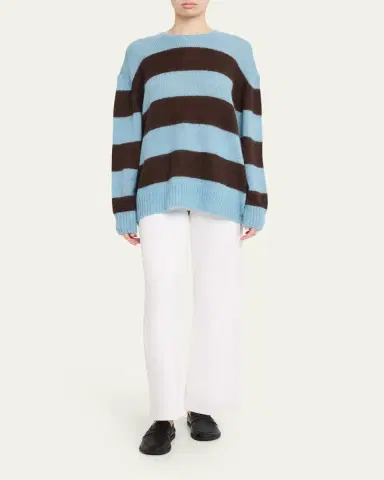 Frame The Fuzzy Stripe Crewneck Sweater | Thumbnail 2 Frame The Fuzzy Stripe Crewneck Sweater | Thumbnail 2