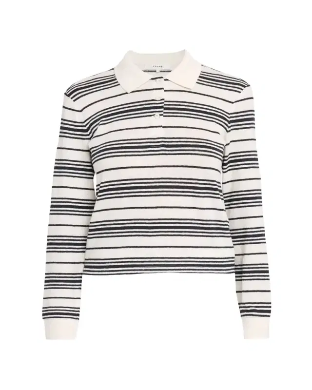 FRAME The Stripe Long-Sleeve Polo