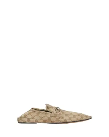 Gucci Men's Aged-Effect Canvas Bit Loafers with Foldable Heel | Thumbnail 1 Gucci Men's Aged-Effect Canvas Bit Loafers with Foldable Heel | Thumbnail 1