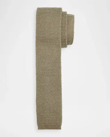 Zegna Men's Linen Knitted Tie | Thumbnail 2