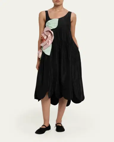 Simone Rocha Pressed Rosette Sleeveless Satin Midi Dress | Thumbnail 2