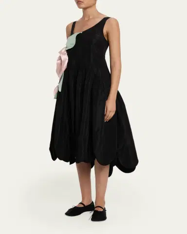 Simone Rocha Pressed Rosette Sleeveless Satin Midi Dress | Thumbnail 4