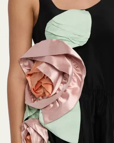 Simone Rocha Pressed Rosette Sleeveless Satin Midi Dress | Thumbnail 5