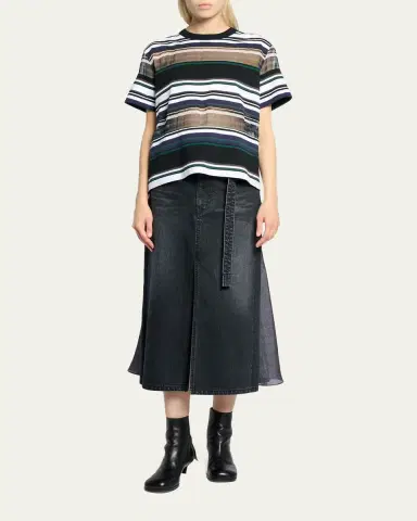 SACAI Striped Jersey Short-Sleeve T-Shirt | Thumbnail 2 SACAI Striped Jersey Short-Sleeve T-Shirt | Thumbnail 2