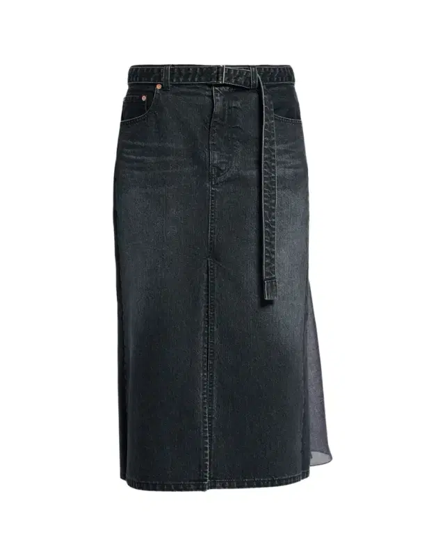 Godet Denim Midi Skirt