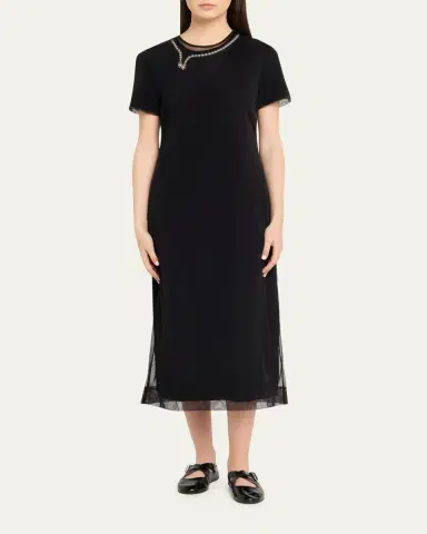 Simone Rocha Layered Liquid Cotton Midi T-Shirt Dress | Thumbnail 2 Simone Rocha Layered Liquid Cotton Midi T-Shirt Dress | Thumbnail 2