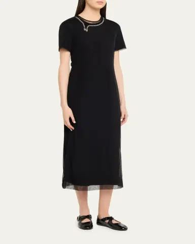 Simone Rocha Layered Liquid Cotton Midi T-Shirt Dress | Thumbnail 4 Simone Rocha Layered Liquid Cotton Midi T-Shirt Dress | Thumbnail 4