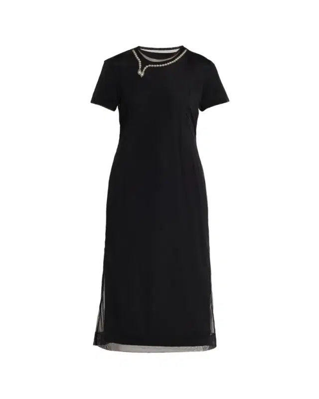 Layered Liquid Cotton Midi T-Shirt Dress
