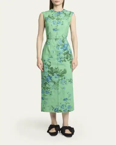 Erdem Sleeveless Floral-Print Linen Midi Dress | Thumbnail 2 Erdem Sleeveless Floral-Print Linen Midi Dress | Thumbnail 2