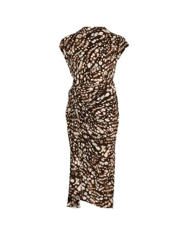A.L.C. Alma Ruched Viscose Twill Midi Dress