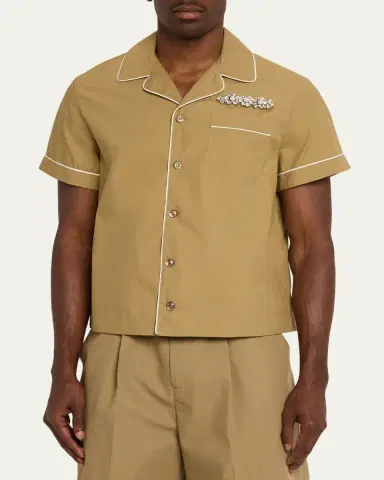 Simone Rocha Men's Embellished Fitted Piped Shirt | Thumbnail 4
