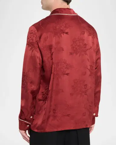 Amiri Men's Viscose Floral Jacquard Button-Down Shirt | Thumbnail 11