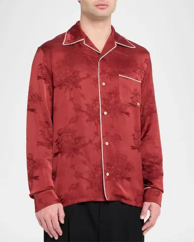 Amiri Men's Viscose Floral Jacquard Button-Down Shirt | Thumbnail 12