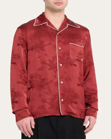 Amiri Men's Viscose Floral Jacquard Button-Down Shirt | Thumbnail 4