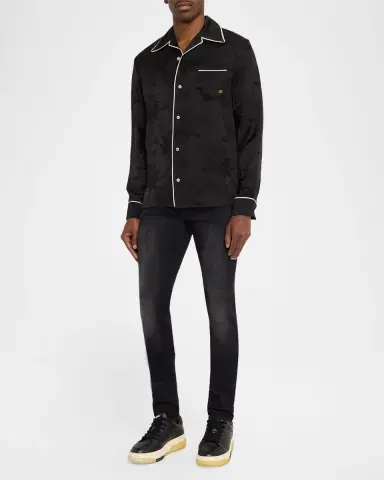 Amiri Men's Viscose Floral Jacquard Button-Down Shirt | Thumbnail 6