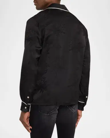 Amiri Men's Viscose Floral Jacquard Button-Down Shirt | Thumbnail 7