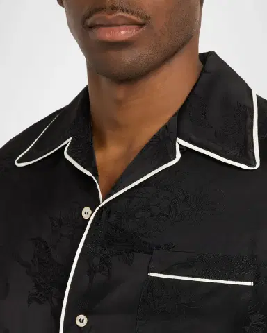 Amiri Men's Viscose Floral Jacquard Button-Down Shirt | Thumbnail 9