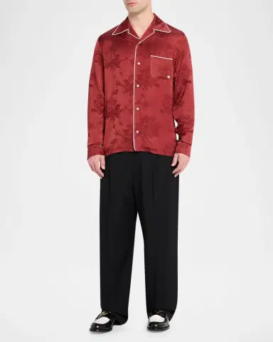 Amiri Men's Viscose Floral Jacquard Button-Down Shirt | Thumbnail 10