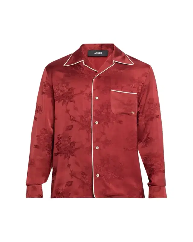 Men's Viscose Floral Jacquard Button-Down Shirt