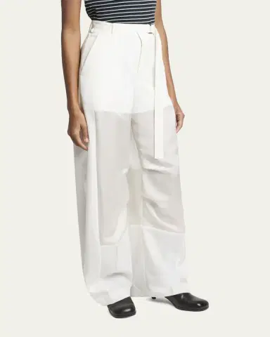 Sacai Patchwork Wool Wide-Leg Pants With Belt | Thumbnail 4 Sacai Patchwork Wool Wide-Leg Pants With Belt | Thumbnail 4