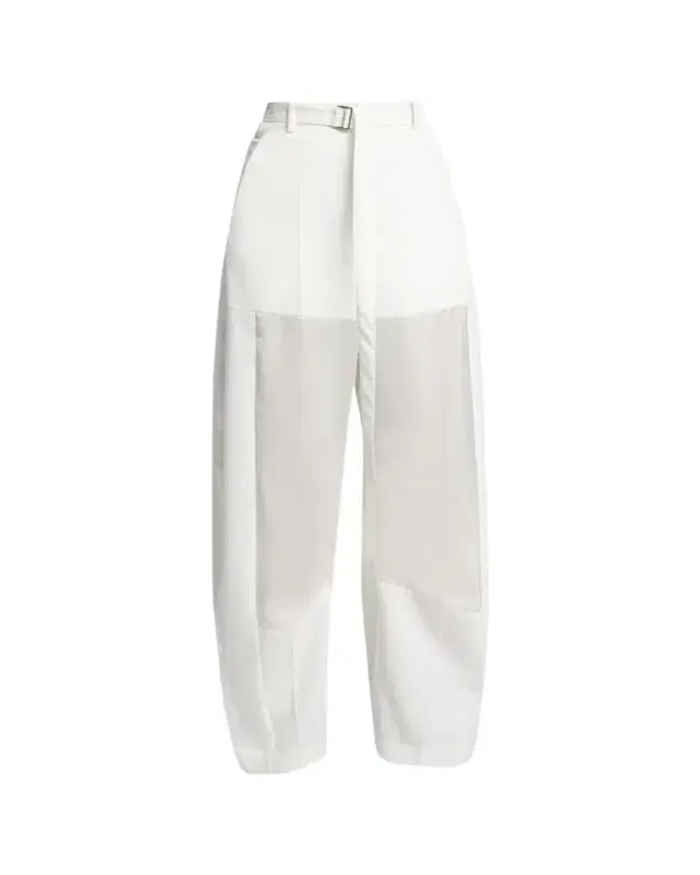 Patchwork Wool Wide-Leg Pants With Belt