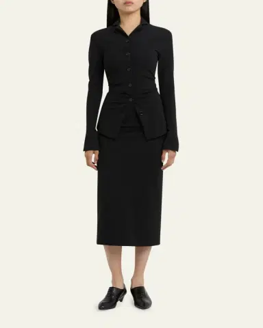 Jil Sander Gathered Slim-Fit Button-Down Shirt | Thumbnail 2 Jil Sander Gathered Slim-Fit Button-Down Shirt | Thumbnail 2