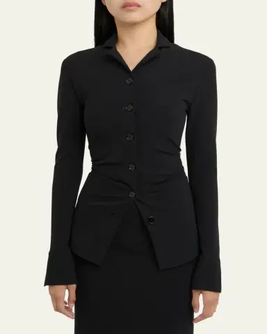 Jil Sander Gathered Slim-Fit Button-Down Shirt | Thumbnail 4 Jil Sander Gathered Slim-Fit Button-Down Shirt | Thumbnail 4
