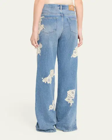LoveShackFancy Bambie Lace Applique Jeans | Thumbnail 3