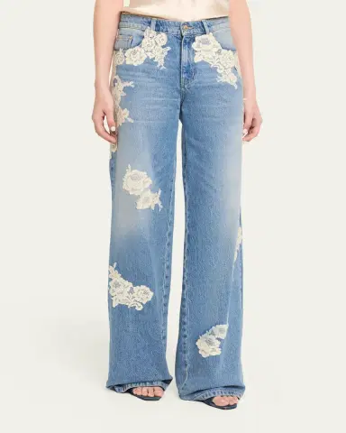LoveShackFancy Bambie Lace Applique Jeans | Thumbnail 4