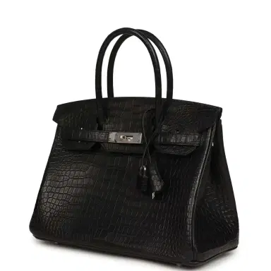 HERMÈS Hermes Birkin 30 Black Matte Porosus Crocodile Palladium Hardware | Thumbnail 5 HERMÈS Hermes Birkin 30 Black Matte Porosus Crocodile Palladium Hardware | Thumbnail 5