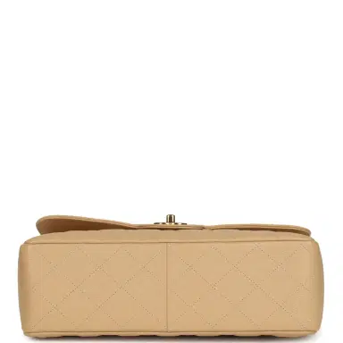 Chanel Pre-owned Chanel Jumbo Classic Double Flap Bag Light Beige Caviar Gold Hardware | Thumbnail 6