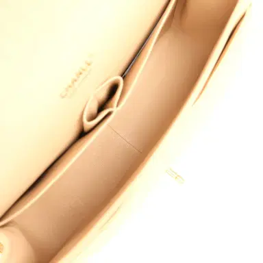Chanel Pre-owned Chanel Jumbo Classic Double Flap Bag Light Beige Caviar Gold Hardware | Thumbnail 9