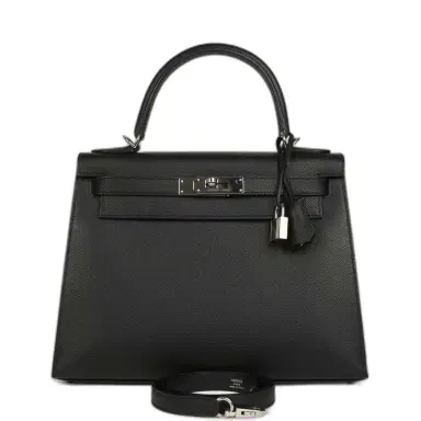 HERMÈS Pre-owned Hermes Kelly Sellier 28 Black Epsom Palladium Hardware | Thumbnail 1 HERMÈS Pre-owned Hermes Kelly Sellier 28 Black Epsom Palladium Hardware | Thumbnail 1