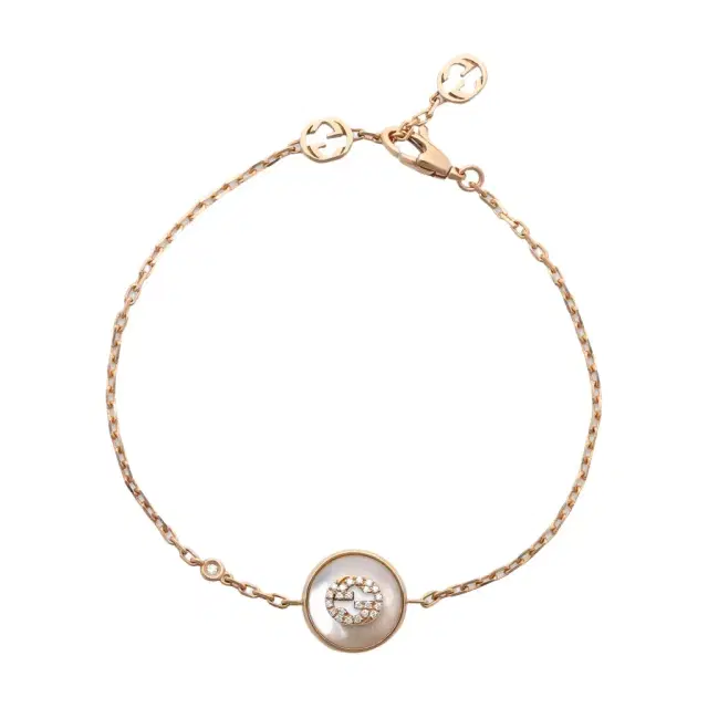 Gucci Gucci Interlocking G 18K Rose Gold Mother of Pearl and Diamond Bracelet by The Solist