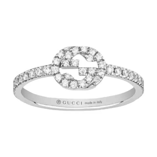 Gucci Gucci Interlocking G 18K White Gold Diamond Ring Sz. 6.75 by The Solist