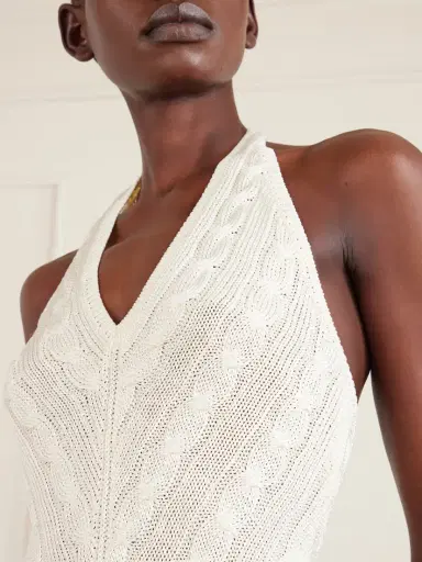 Ralph Lauren Collection Cable-knit Silk Halterneck Top | Thumbnail 4