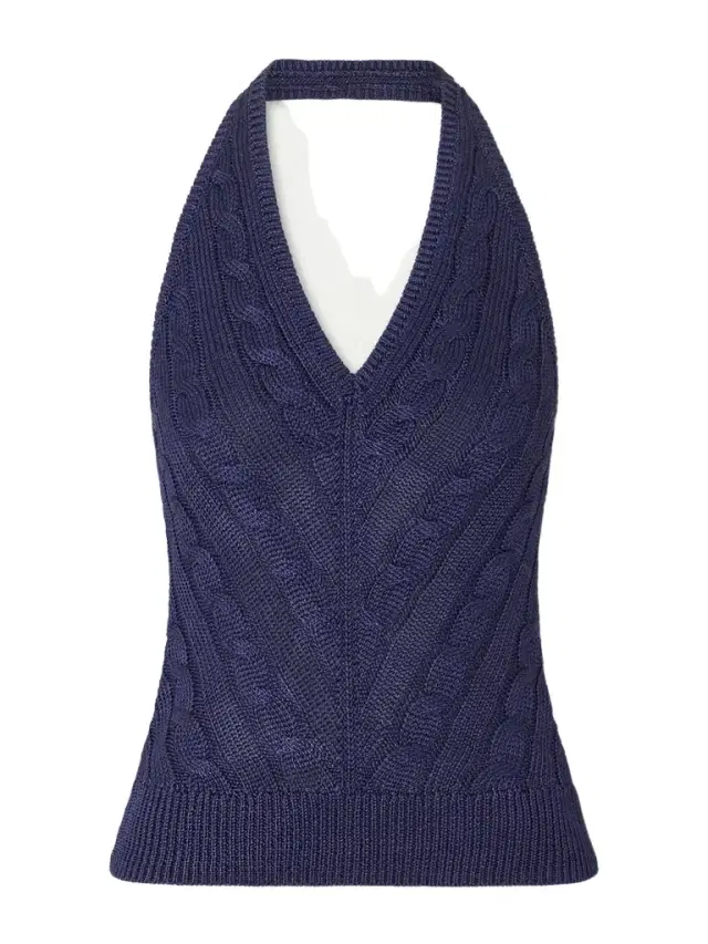 Cable-knit Silk Halterneck Top