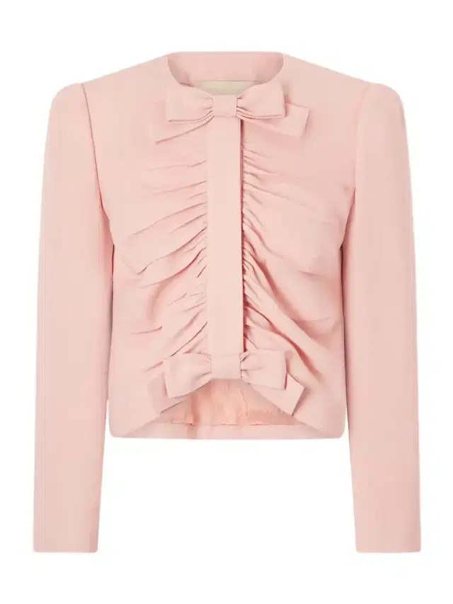 Bow-embellished Ruched Wool Jacket