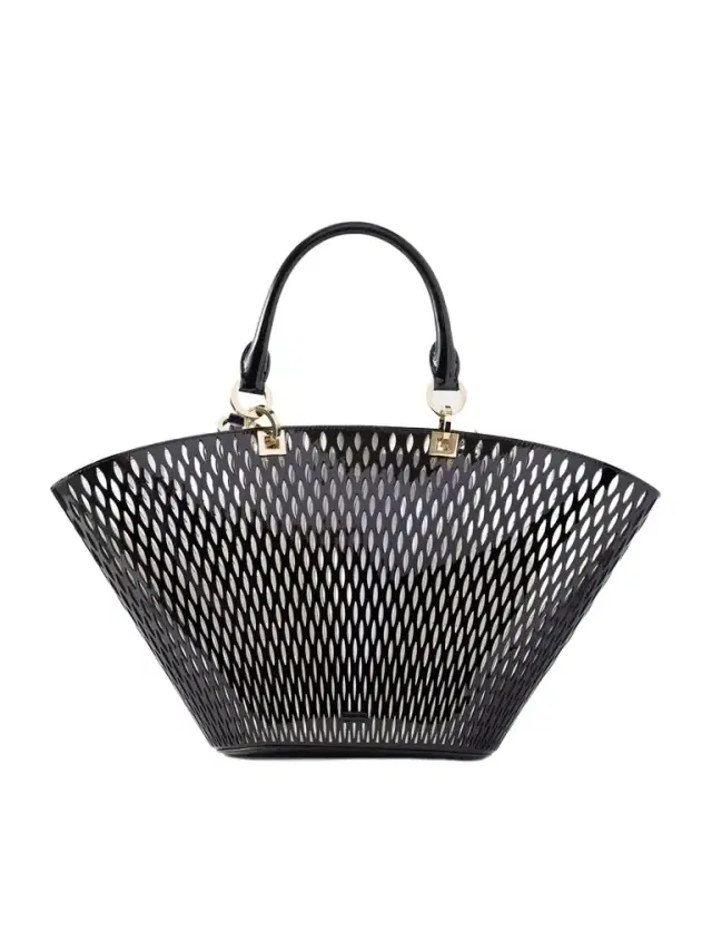 Medium Panier Laser-cut Patent-leather Tote Bag