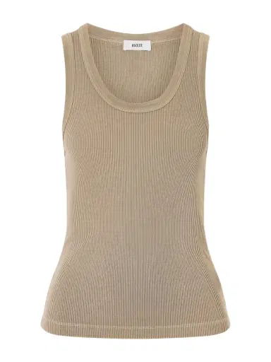 AGOLDE Poppy Ribbed Stretch Organic Cotton And Tencel™ Lyocell-blend Jersey Tank | Thumbnail 1 AGOLDE Poppy Ribbed Stretch Organic Cotton And Tencel™ Lyocell-blend Jersey Tank | Thumbnail 1