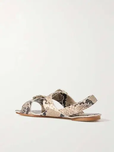 Jamie Haller The Double Buckle Snake-effect Leather Sandals | Thumbnail 3
