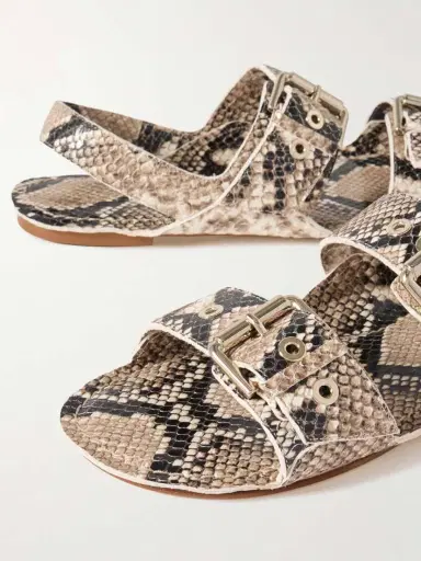 Jamie Haller The Double Buckle Snake-effect Leather Sandals | Thumbnail 4