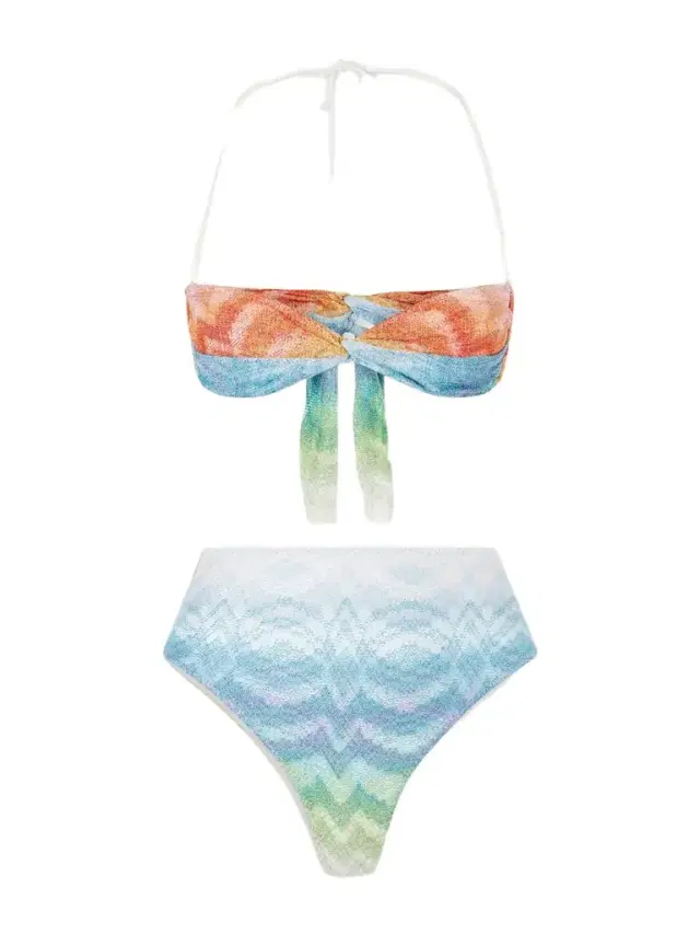 Striped Crochet-knit Triangle Bikini