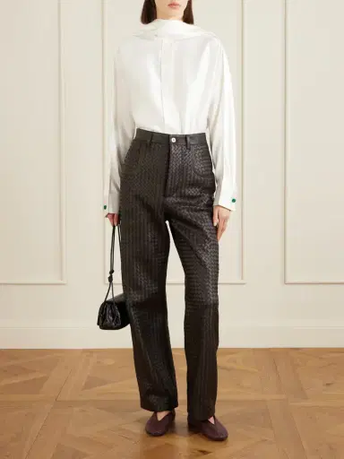 Bottega Veneta Intrecciato Leather Straight-leg Pants | Thumbnail 2 Bottega Veneta Intrecciato Leather Straight-leg Pants | Thumbnail 2
