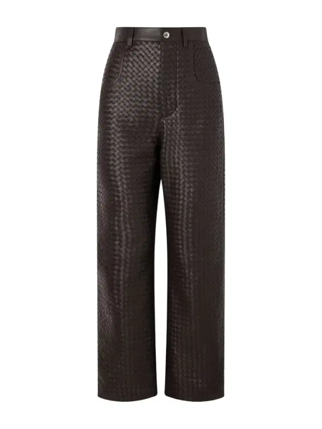 Intrecciato Leather Straight-leg Pants