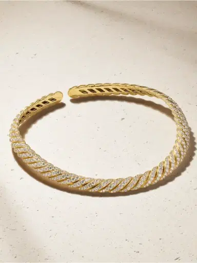 David Yurman Sculpted Cable 18-karat Gold Diamond Necklace | Thumbnail 1 David Yurman Sculpted Cable 18-karat Gold Diamond Necklace | Thumbnail 1
