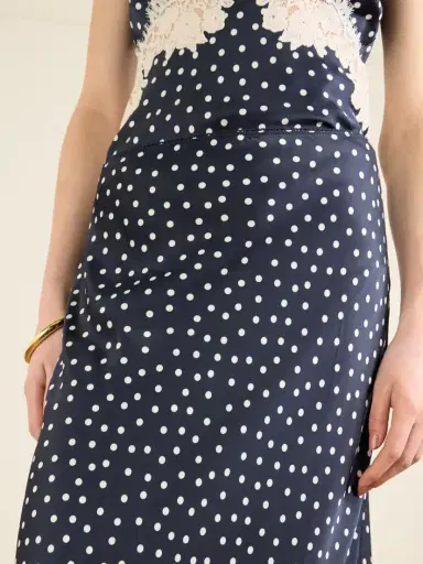 Rixo Matilde Lace-trimmed Polka-dot Satin Midi Skirt | Thumbnail 5 Rixo Matilde Lace-trimmed Polka-dot Satin Midi Skirt | Thumbnail 5