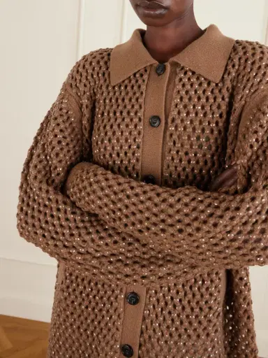 Diotima Crystal-embellished Open-knit Wool Cardigan | Thumbnail 4